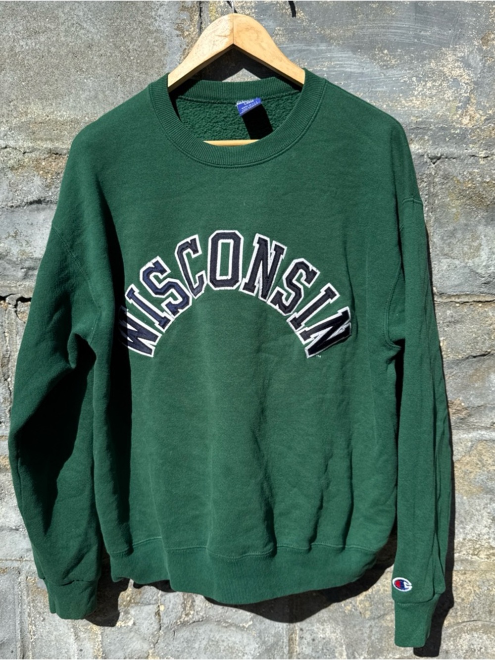 Vintage University Of Wisconsin Champion Sweatshirt Men's Size L Green 90s